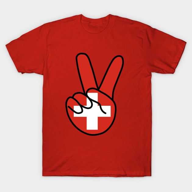 Switzerland Flag V Sign T-Shirt by DiegoCarvalho